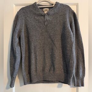 L.L.Bean Men’s Classic Cotton Wool Heathered Henley Sweater Grey Large
